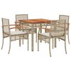 vidaXL Set da Pranzo da Giardino 5 pz con Cuscini Beige in Polyrattan