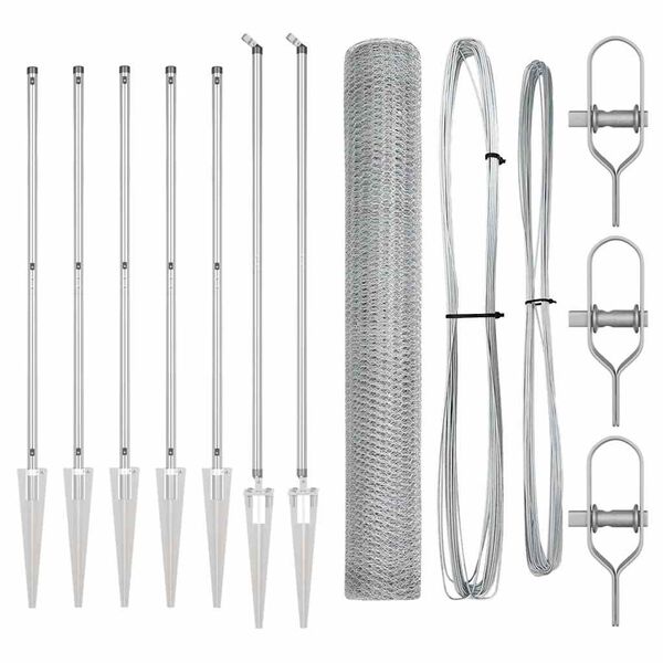 vidaXL Palo della recinzione Argento 10 x 1,4 m (rete da 25 mm)