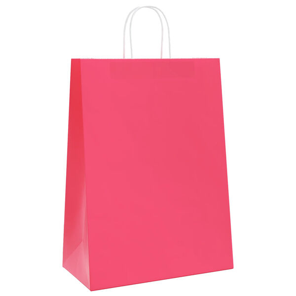 vidaXL Sacchetti di Carta 250 pz con Manici Rosa 32x17x44 cm