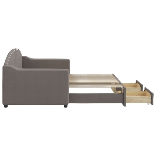 vidaXL Divano Letto Estraibile con Cassetti Tortora 80x200 cm Tessuto