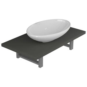 vidaXL Set Mobili da Bagno 2 pz Ceramica Grigio