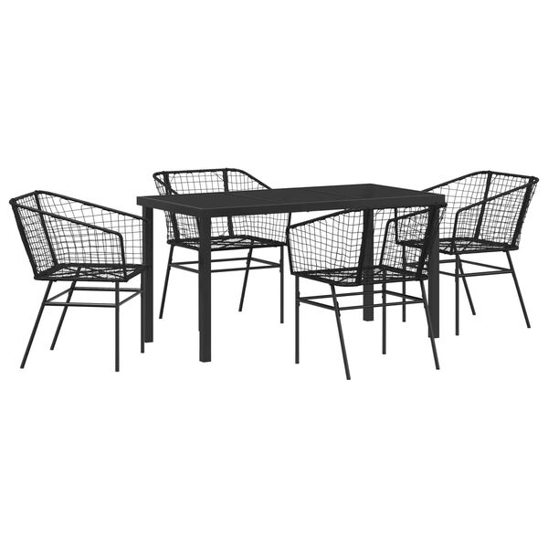 vidaXL Set da Pranzo per Giardino 5 pcs Nero polyrattan