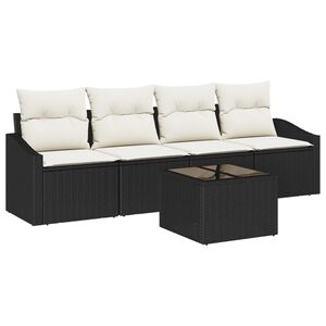 vidaXL Set di divani con cuscino 5 pcs Nero e Crema polyrattan