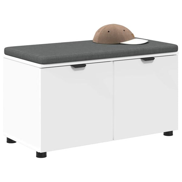 vidaXL Panca per ingresso con cuscino con porta Bianco 80 x 46 x 46 cm