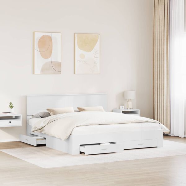vidaXL Struttura del letto Bianco 200 x 200 cm Legno multistrato