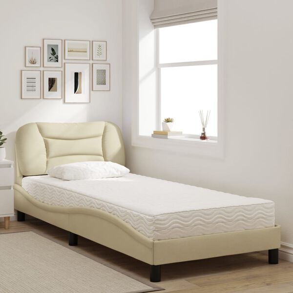vidaXL Letto con Materasso Hvar Crema 80x200 cm in Tessuto
