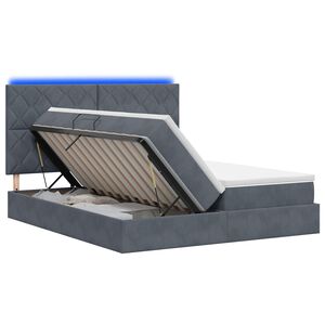 vidaXL Letto con contenitore LED e materasso Grigio Scuro 180 x 200 cm