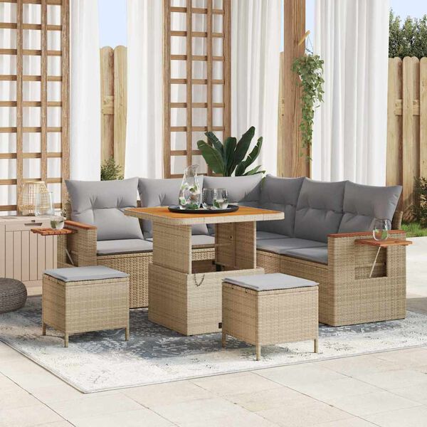 vidaXL Set Divano da Giardino con cuscino 8 pcs beige e grigio chiaro