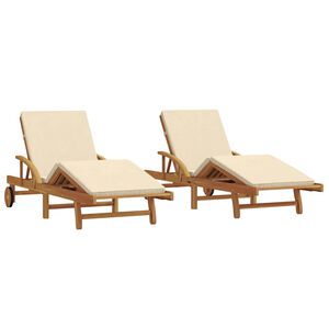 vidaXL Lettino da sole 2 pz Legno di Acacia Massello Beige