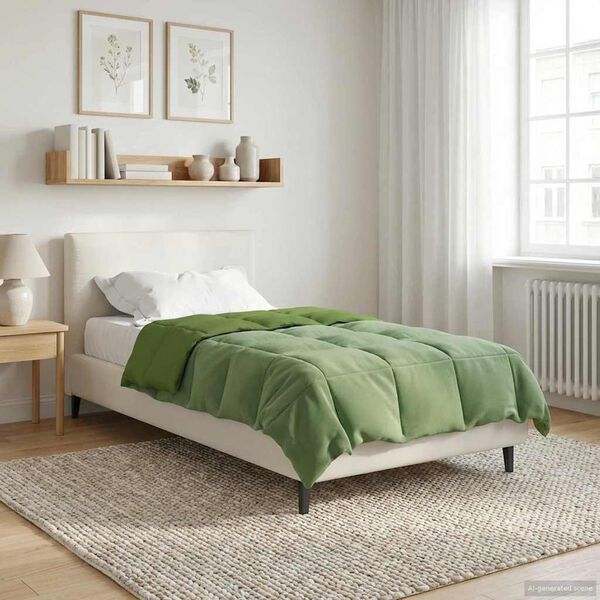 vidaXL Duvet Invernale Trapuntato Verde 155 x 200 cm Microfibra