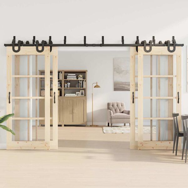 vidaXL Kit di Binari per Porte Scorrevoli 366 cm Acciaio Nero