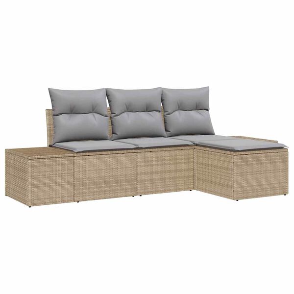 vidaXL Set Divano da Giardino 4 pcs Beige e Grigio Chiaro polyrattan