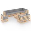 vidaXL Set Salotto Giardino 10pz Cuscini Antracite Legno Massello Pino
