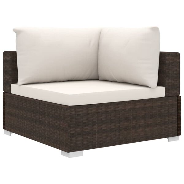 vidaXL Set Divani da Giardino 8 pz con Cuscini in Polyrattan Marrone