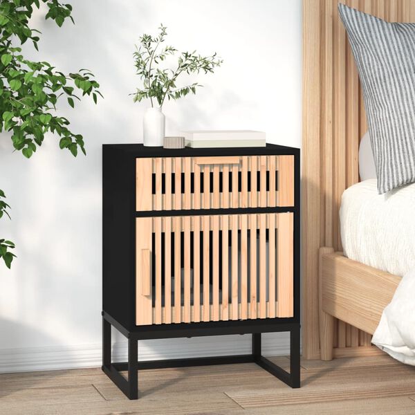 vidaXL Comodini 2 pz Neri 40x30x55,5 cm Legno Multistrato e Ferro