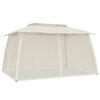 vidaXL Gazebo con Tetto Doppio e Pareti Rete Crema 3,93x2,93 m Acciaio