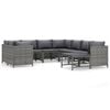 vidaXL Set Divani da Giardino 9 pz con Cuscini in Polyrattan Grigio