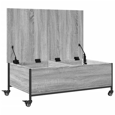 vidaXL Tavolino con Ruote Grigio Sonoma 91x55x34 cm Legno Multistrato