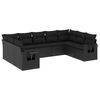 vidaXL Set Divani da Giardino 9 pz con Cuscini Nero in Polyrattan