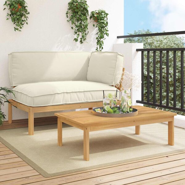 vidaXL Set di divani con cuscino 2 pcs Crema Legno di Acacia Massello