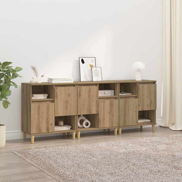 vidaXL Sideboards 3 pcs Rovere artigianale 60 x 35 x 70 cm