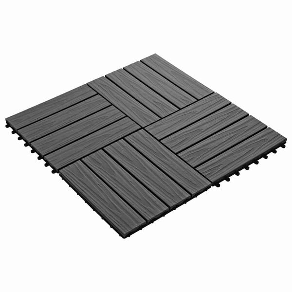 vidaXL Piastrella per Decking Design 3D 11 pcs Nero 30 x 30 cm WPC
