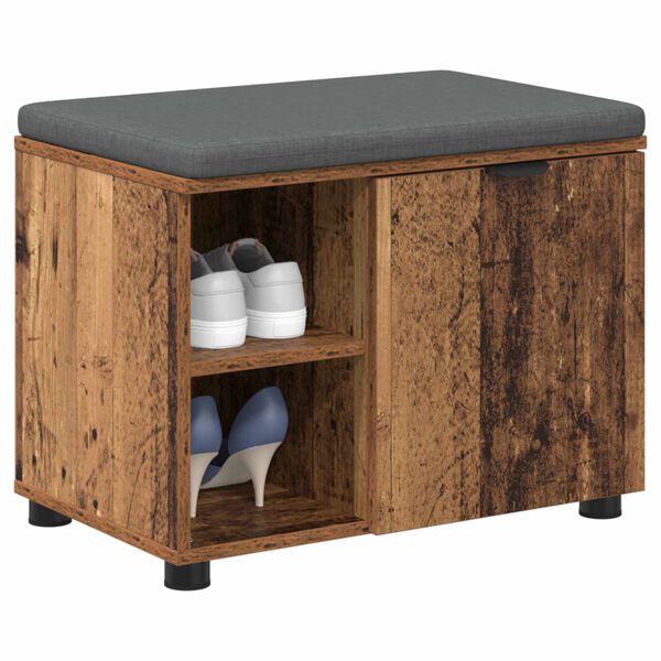 vidaXL Panca per ingresso con cuscino Legno vecchio 60 x 38 x 46 cm