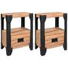 vidaXL Comodini 2 pz Legno Massello di Acacia e Acciaio 40x30x54 cm
