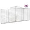 vidaXL Cesti Gabbioni ad Arco 17 pz 300x30x120/140 cm Ferro Zincato