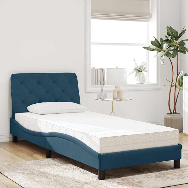 vidaXL Letto con Materasso Blu 80x200 cm in Velluto