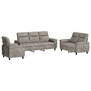 vidaXL Set di divani 3 pcs Grigio Scuro Pelle Scamosciata Sintetica