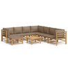 vidaXL Set Salotto da Giardino 9pz con Cuscini Tortora Bamb&ugrave;