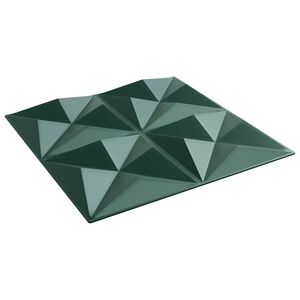 vidaXL Pannelli da parete 12 pz 50 x 50 cm Verde Origami Schiuma XPS