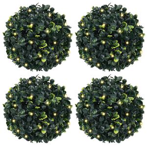 vidaXL Sfere di Bosso Artificiale con Luci LED 4 pz Verdi 12 cm