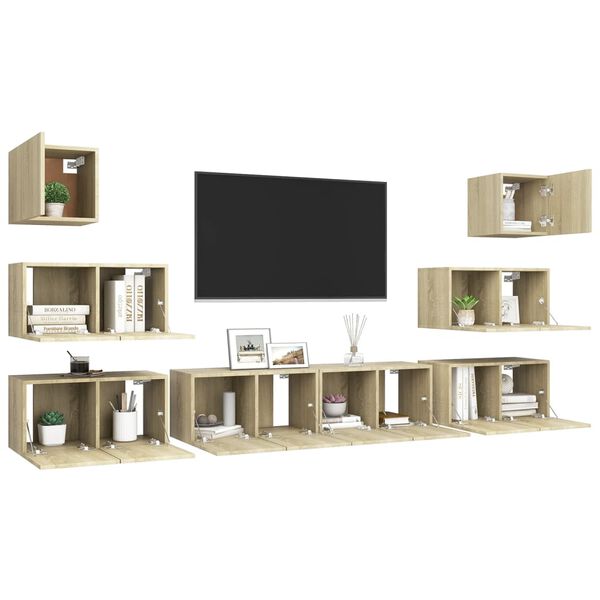 vidaXL Set di Mobili Porta TV 8 pz Rovere Sonoma in Legno Multistrato