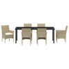 vidaXL Set da Pranzo per Giardino con cuscino 7 pcs Beige polyrattan