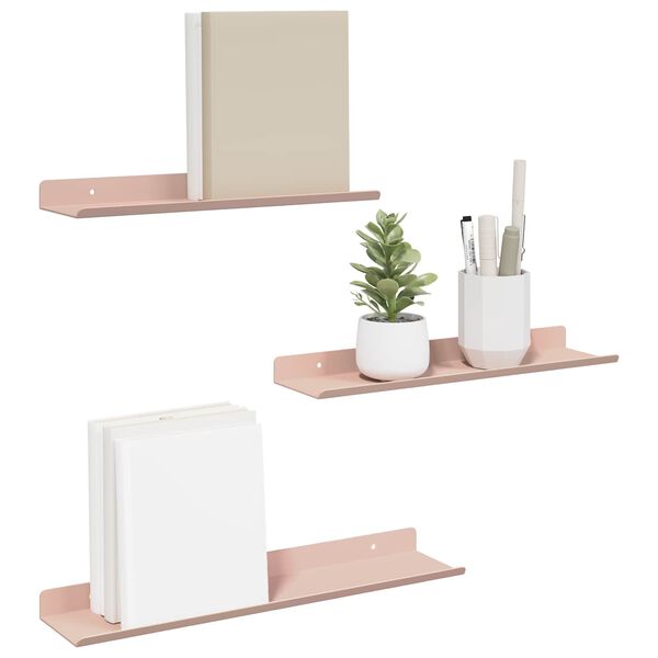 vidaXL Mensola sospesa 3 pcs Rosa 40 x 9 x 2,5 cm Acciaio