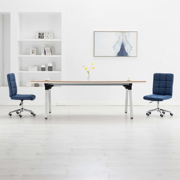 vidaXL Sedie da Pranzo 2 pz Blu in Tessuto