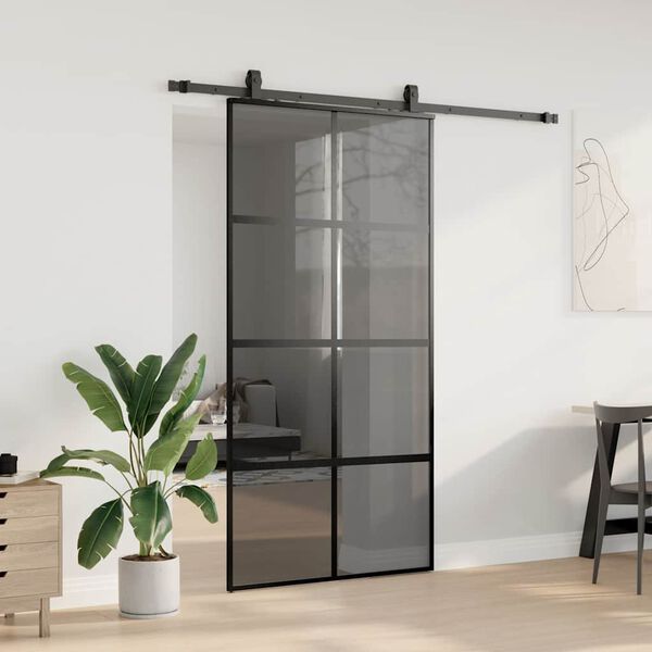 vidaXL Porta Scorrevole Ferramenta Nera 102,5x205 cm Vetro Temperato