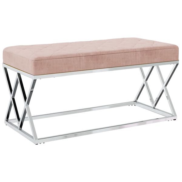 vidaXL Panca Rosa in Velluto e Acciaio Inossidabile