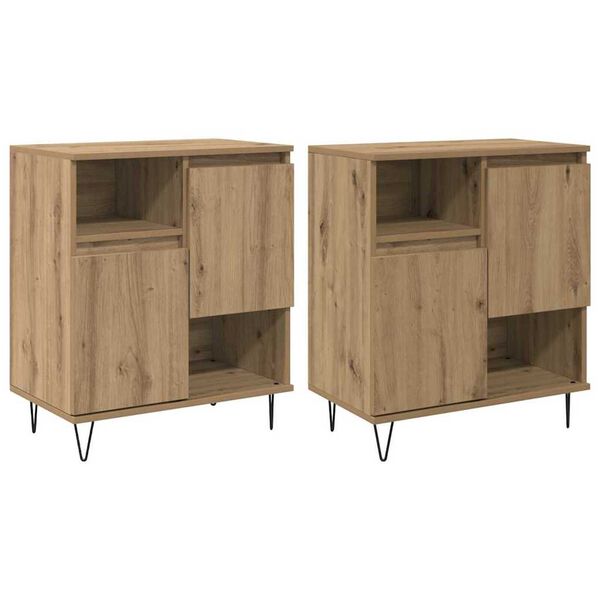 vidaXL Credenza 2 pcs Rovere artigianale 60 x 35 x 70 cm