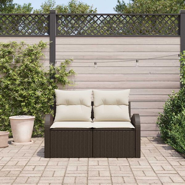 vidaXL Divano da giardino Marrone 124 x 62 x 69cm polyrattan