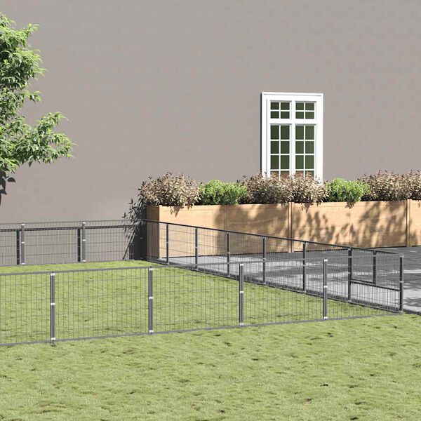 vidaXL Gabbia per Cani Argento 56 m&sup2; in Acciaio