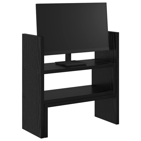 vidaXL Supporto per Monitor da Scrivania Rovere Nero 40 x 17 x 41 cm