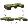 vidaXL Set Divani da Giardino 11 pz con Cuscini Polyrattan Marrone
