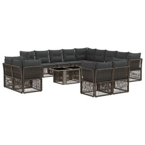 vidaXL Set Divano da Giardino 14 pz Grigio polyrattan