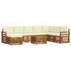 vidaXL Set divani 9 pcs Naturale e Crema Legno di Acacia Massello