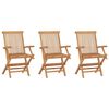 vidaXL Sedie pieghevoli, 3 pezzi, in legno massello di teak