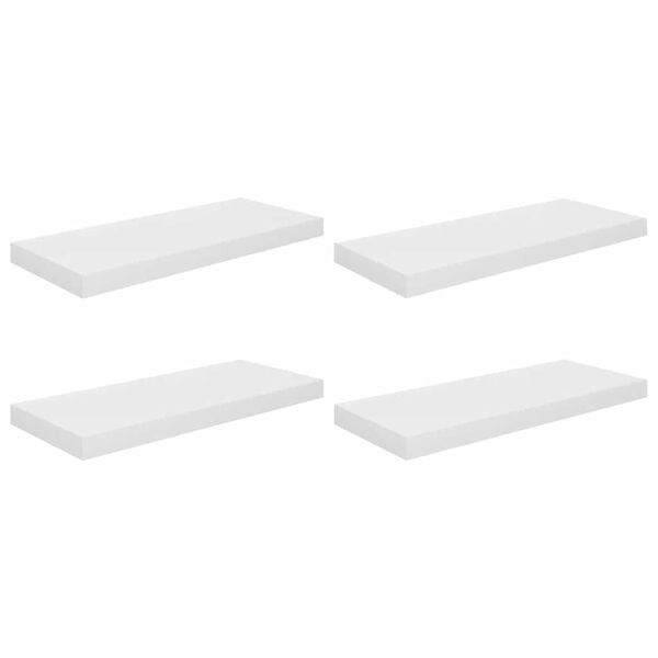 vidaXL Scaffali a Parete 4 pz Bianco Lucido 60x23,5x3,8 cm in MDF