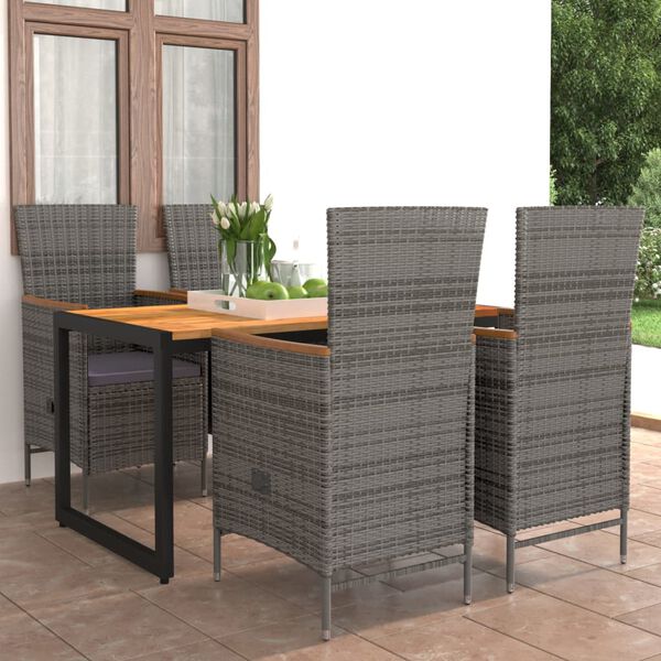 vidaXL Set Mobili da Pranzo per Giardino 5 pz Grigio